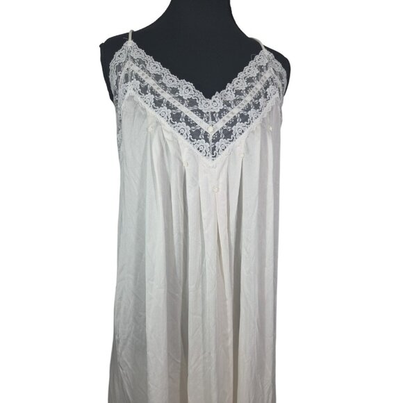 Barbizon VTG Dainty Maxi Slip Floral White Lace Feminine Romantic Sz Large - Picture 2 of 6